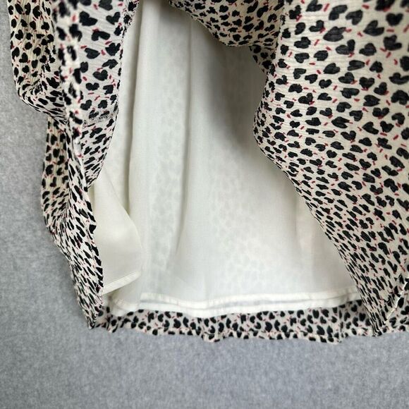 Gilli Womens Size Small Knee Length Dress Cream Red Black Lined Smocked Bodice - Picture 9 of 9